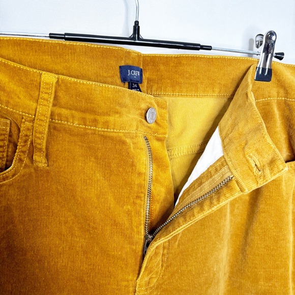 J Crew Corduroy Pants Women Mustard Yellow High Rise Straight Leg Size 34 - Picture 5 of 11
